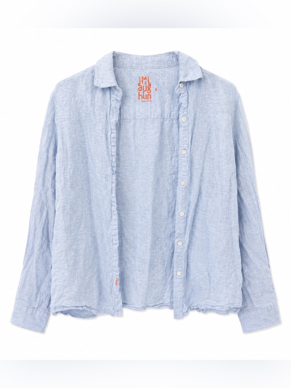 J. McLaughlin Light Blue Linen Button-Down Shirt